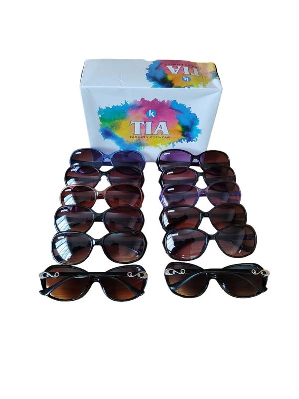LEDIES AND GIRLS STYLISH SIDE LOGO PRINTED SUNGLASSES - FREE SIZE, 12