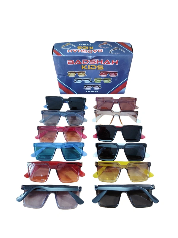KIDS BADSHA MULTI COLOR MATT SUNGLASES IN MIX COLOR FRAME  - FREE SIZE, 12