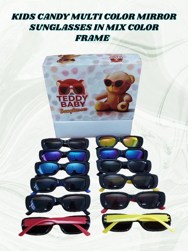 KIDS CANDY MULTI COLOR MIRROR SUNGLASES IN MIX COLOR FRAME - SMALL SIZE, 12