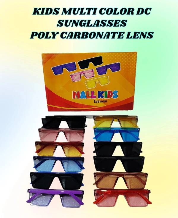 KIDS MULTI COLOR DC SUNGLASES POLY CARBONATE LENS  - FREE SIZE, 12