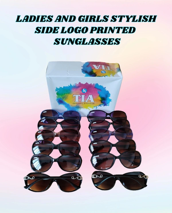 LEDIES AND GIRLS STYLISH SIDE LOGO PRINTED SUNGLASSES - FREE SIZE, 12