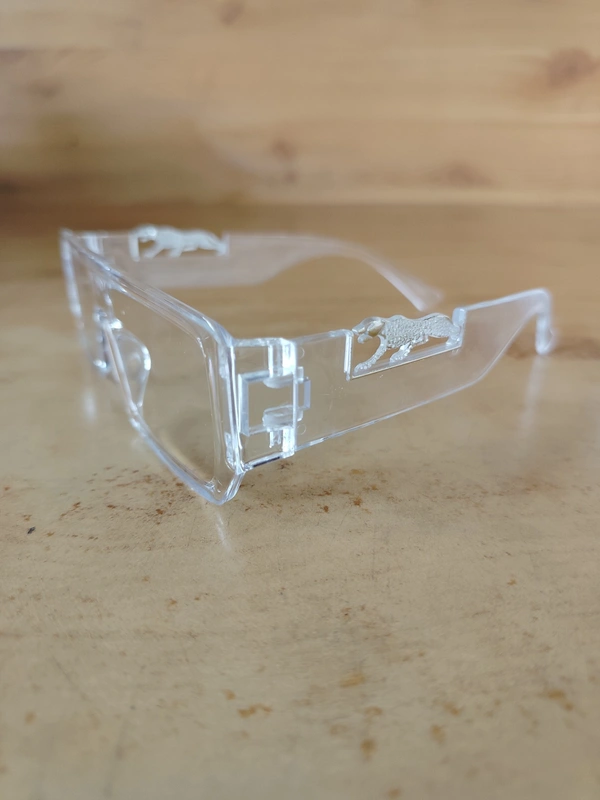 MENS  STYLISH WHITE CLEAR LENS PLASTIC DESIGN SUNGLASSES - FREE SIZE, 12