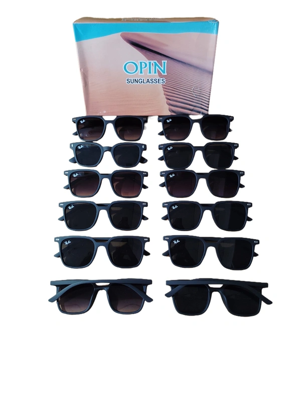 MENS BLACK RUBBER FRAME SIDE LOGO PRINTED DC WAYFARER STYLISH SUNGLASSES - FREE SIZE, 12