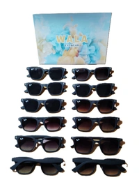 MENS BLACK RUBBER FRAME SIDE LOGO PRINTED DC WAYFARER STYLISH SUNGLASSES - FREE SIZE, 12