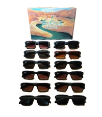 MENS BLACK RUBBER FRAME SIDE LOGO PRINTED DC SQUARE DESIGN MIX SUNGLASSES - FREE SIZE, 12