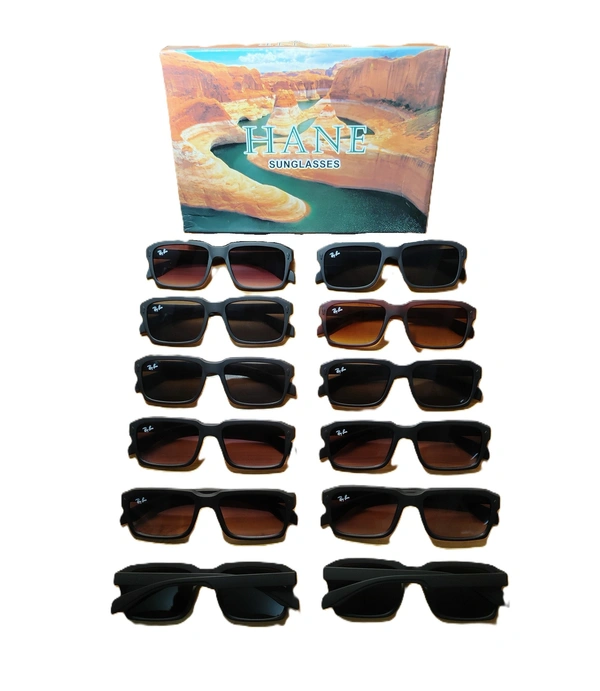 MENS BLACK RUBBER FRAME SIDE LOGO PRINTED DC SQUARE DESIGN MIX SUNGLASSES - FREE SIZE, 12