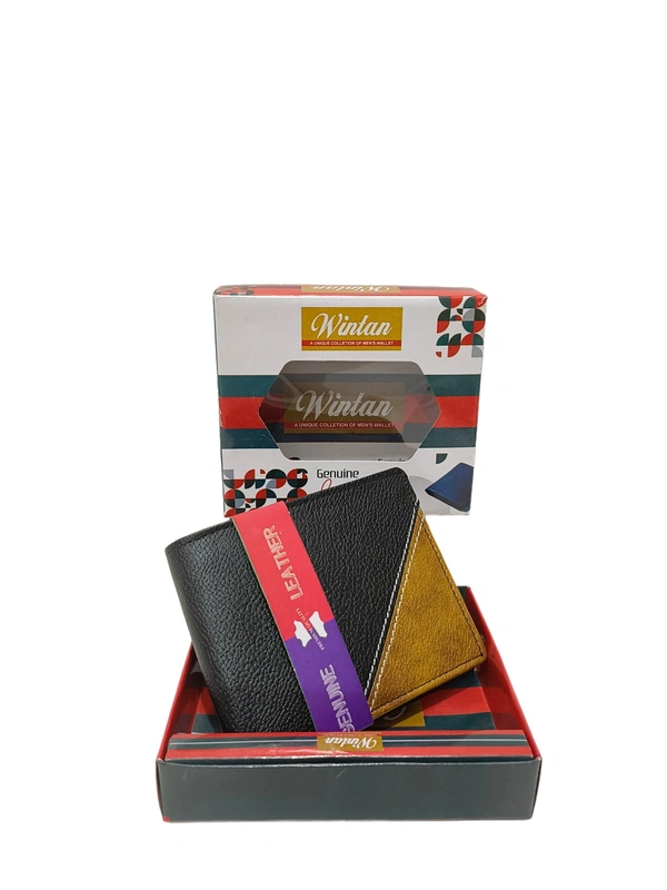 MENS PREMIUM QUALITY  PU LEATHER MIX COLOR DESIGNER WALLETS WITH BOX - FREE, 6