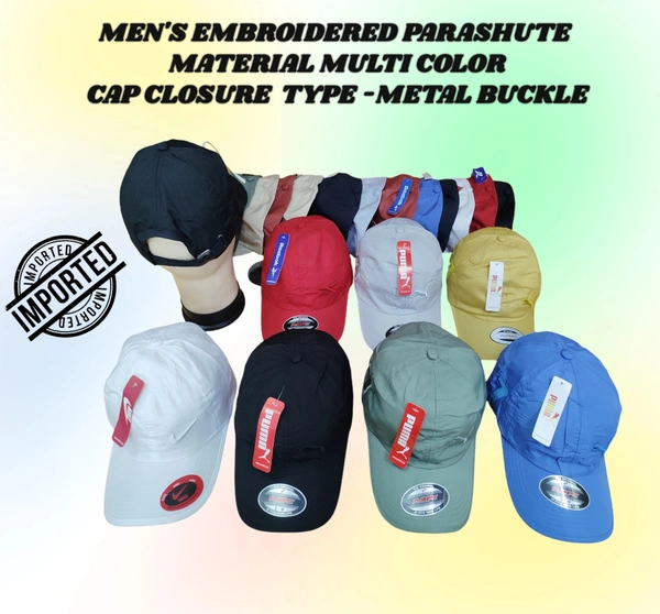 MEN'S EMBROIDERED PARASUITE MATERIAL MULTI COLOR CAP CLOSURE TYPE -METAL BUCKLE - FREE SIZE, 6