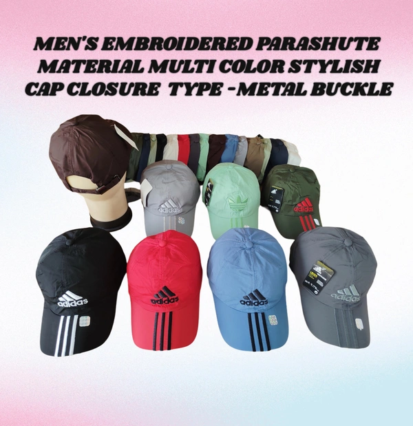 MEN'S EMBROIDERED PARASUITE MATERIAL MULTI COLOR STYLISH CAP CLOSURE TYPE -METAL BUCKLE - FREE SIZE, 6
