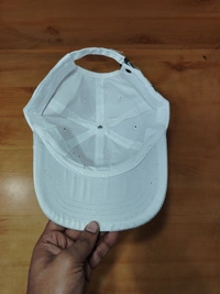 MEN'S EMBROIDERED COTTON MATERIAL WHITE COLOR STYLISH CAP CLOSURE TYPE -METAL BUCKLE - FREE SIZE, 6