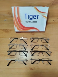 MEN'S STEEL METAL FRAME WHITE LENS SIDE LOGO PRINTED STYLISH SUNGLASES  - FREE SIZE, 12