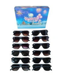 MEN'S RUBBER FRAME MIX COLOR SUNGLASES WITH SIDE LOGO PRINTED  - FREE SIZE, 12