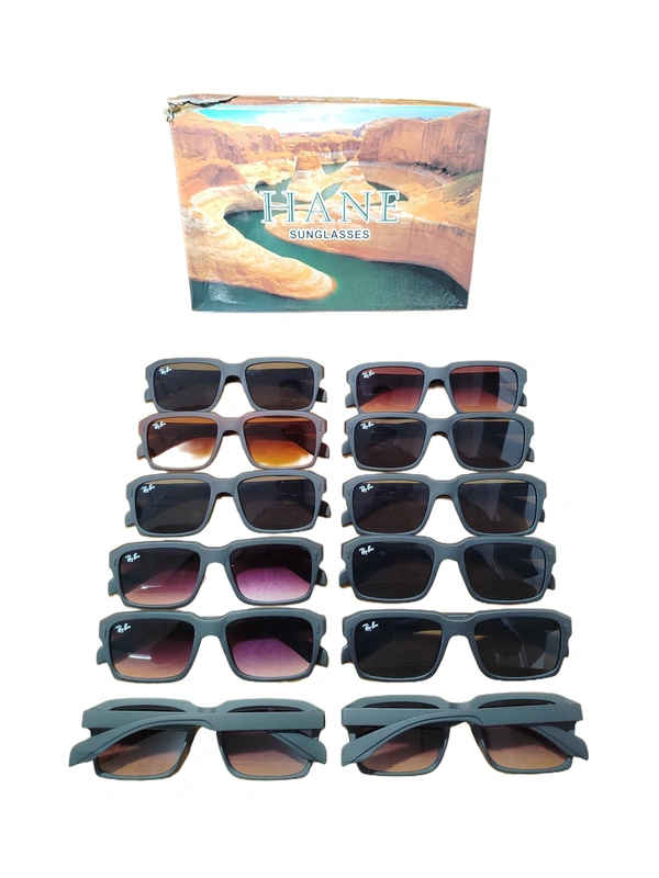 MEN'S RUBBER FRAME MIX COLOR  WAYFARER SQUARE SUNGLASESE WITH SIDE LOGO PRINTED  - FREE SIZE, 12