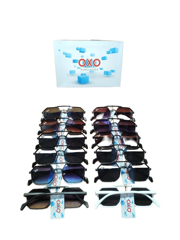 MEN'S MULTI COLOR MIX STYLISH DESIGN SUNGLASES WITH SIDE LOGO PRINTED  - FREE SIZE, 12