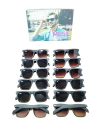 MEN'S RUBBER FRAME BLACK AND BROWN WAYFARER SUNGLASES WITH SIDE LOGO PRINTED  - FREE SIZE, 12