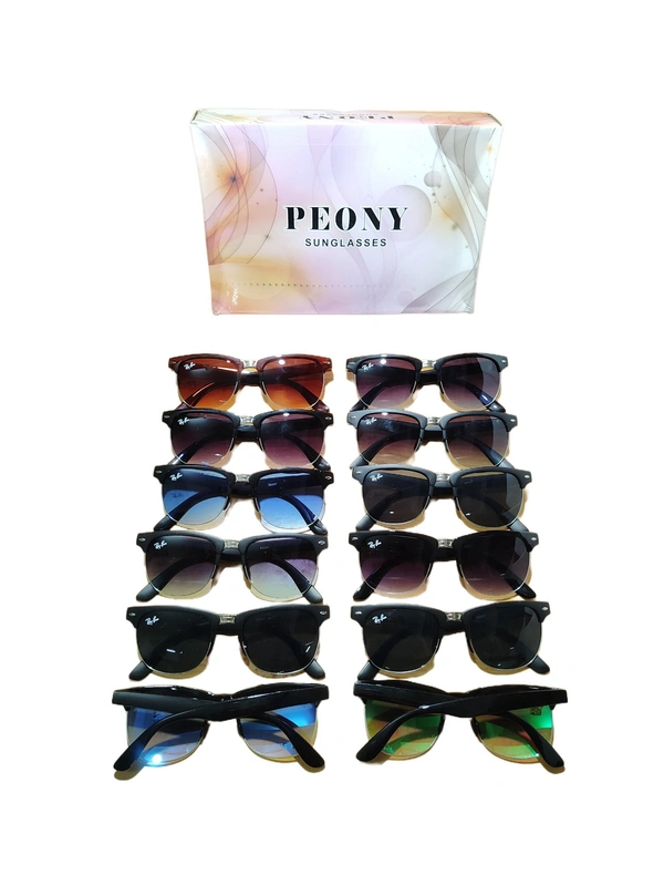 MEN'S CLUBMASTER MIX COLOR DESIGN SUNGLASES WITH SIDE LOGO PRINTED  - FREE SIZE, 12