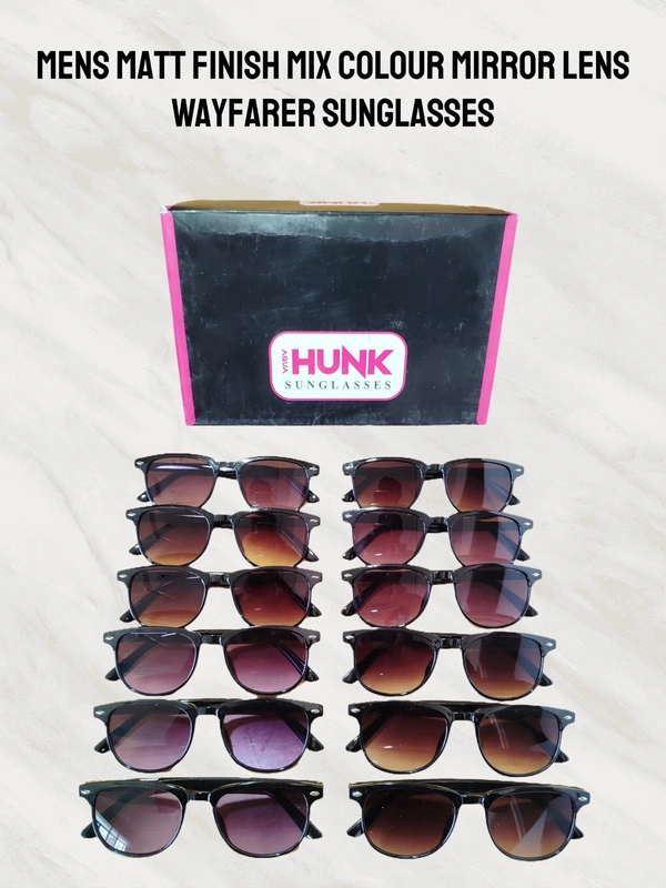 MENS MATT FINISH  MIX  COLOR  MIRROR LENS WAYFARER SUNGLASSES  - free, 12