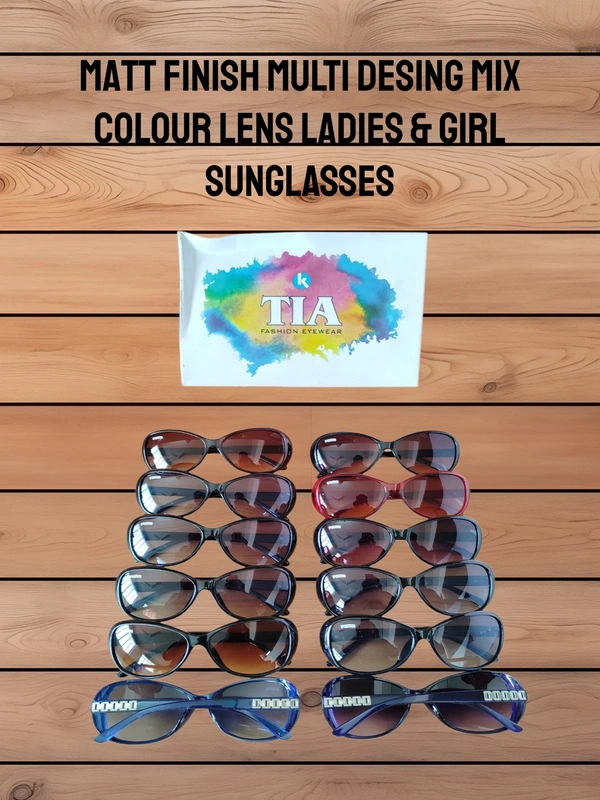 MATT FINISH MULTI DESIGN AND MIX COLOR LENS LADIES AND GIRLS SUNGLASSES - free, 12