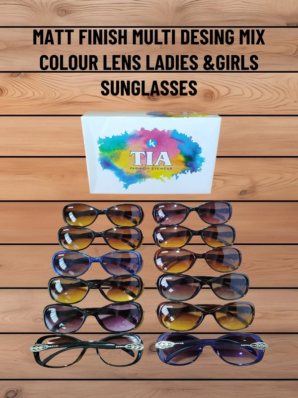 MATT FINISH MULTI DESIGN AND MIX COLOR LENS LADIES AND GIRLS SUNGLASSES - free, 12