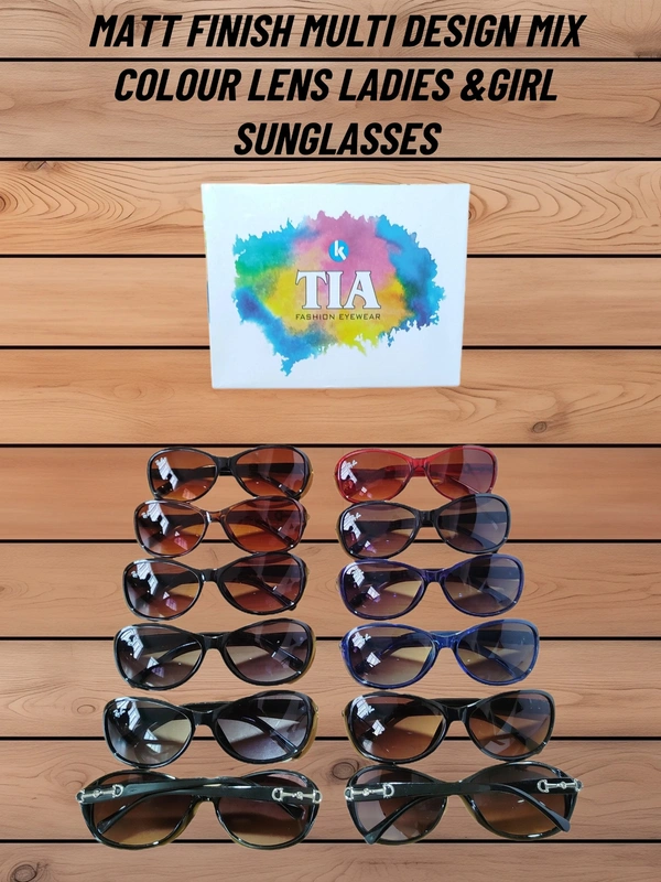 MATT FINISH MULTI DESIGN AND MIX COLOR LENS LADIES AND GIRLS SUNGLASSES - FREE, 12