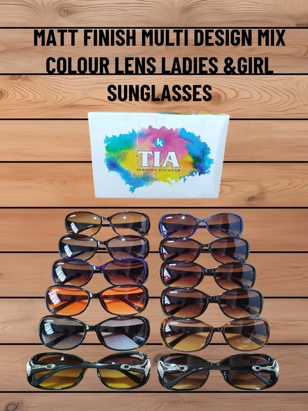 MATT FINISH MULTI DESIGN AND MIX COLOR LENS LADIES AND GIRLS SUNGLASSES - free, 12