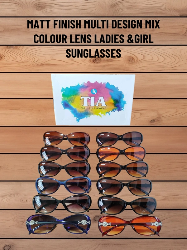 MATT FINISH MULTI DESIGN AND MIX COLOR LENS LADIES AND GIRLS SUNGLASSES - free, 12