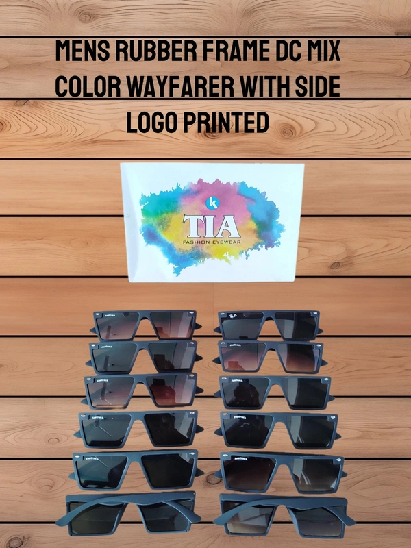 MENS RUBBER FRAME DC MIX COLOR WAYFARER WITH SIDE LOGO PRINTED  - free, 12
