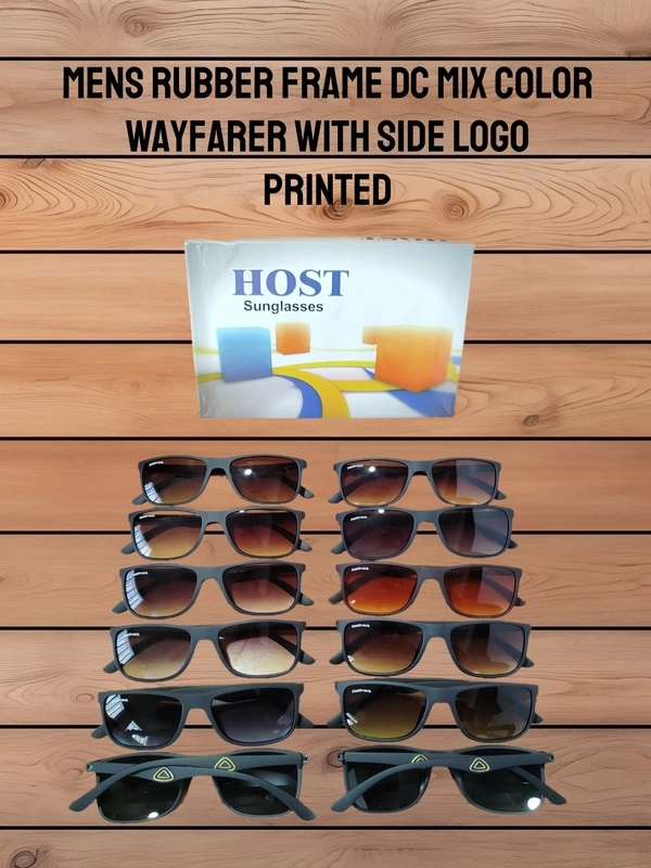 MENS RUBBER FRAME DC MIX COLOR WAYFARER WITH SIDE LOGO PRINTED  - free, 12