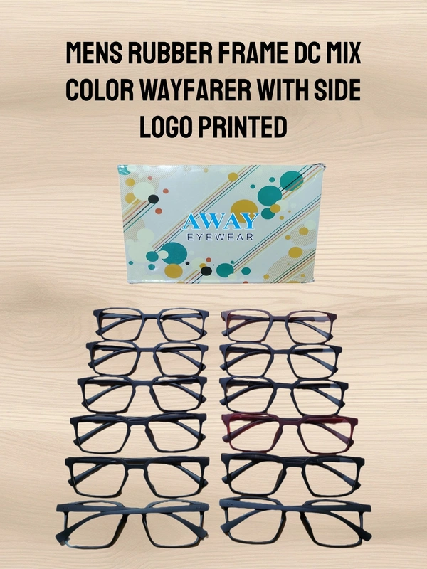 MENS RUBBER FRAME DC MIX COLOR WAYFARER WITH SIDE LOGO PRINTED  - FREE, 12