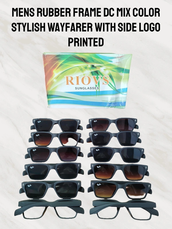 MENS RUBBER FRAME DC MIX COLOR WAYFARER WITH SIDE LOGO PRINTED  - free, 12