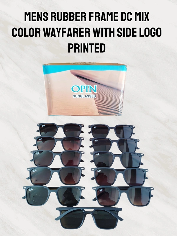 MENS RUBBER FRAME DC MIX COLOR WAYFARER WITH SIDE LOGO PRINTED  - FREE, 12