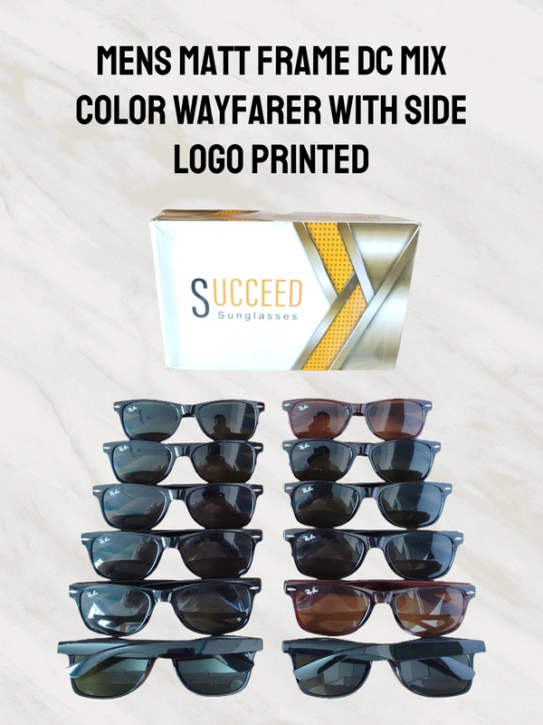 MENS MATT FRAME DC MIX  COLOR  WAYFARER SUNGLASSES WITH INSIDE LOGO PRINTED - free, 12