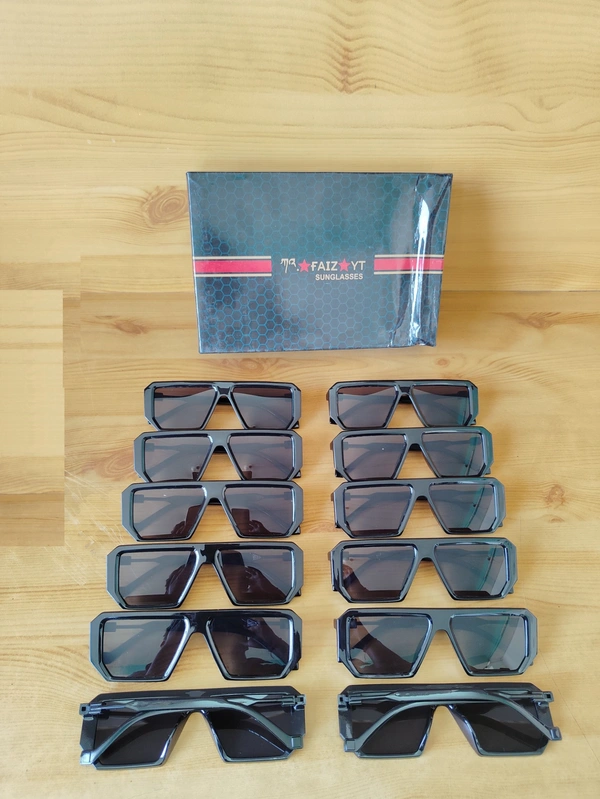 MENS MATT FRAME DC BLACK COLOR STYLISH SUNGLASSES  - FREE, 12