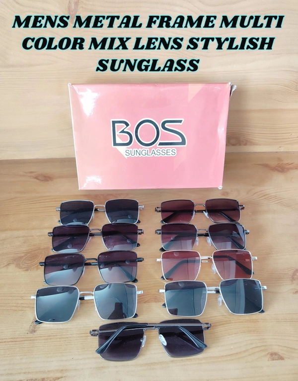 MENS METAL FRAME MULTI COLOR MIX LENS STYLISH SUNGLASSES - FREE, 12