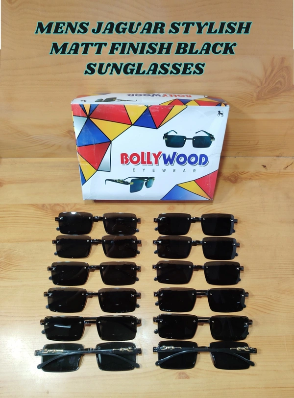 MENS JAGUAR STYLISH MATT FINISH BLACK SUNGLASS - FREE, 12
