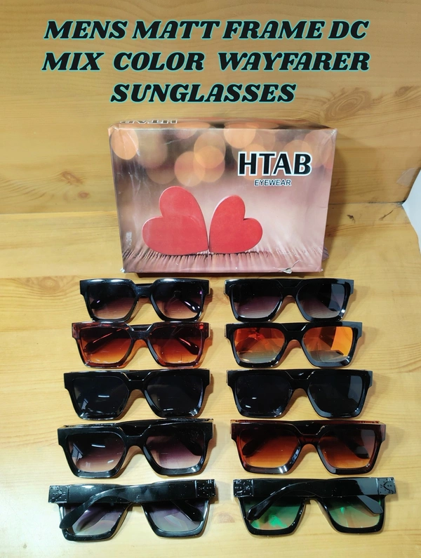 MENS MATT FRAME DC MIX COLOR WAYFARER SUNGLASSES - FREE, 12