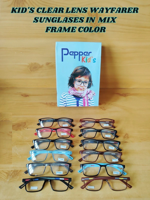 KIDS CLEAR LENS WAYFARER SUNGLASS IN MIX FRAME COLOR - FREE, 12