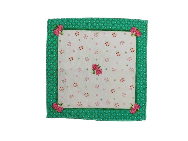 COTTON HANKIES MIX COLOR MIX PRINTED FOR GIRLS,LADIES,KIDS SET OF 12 PCS  SIZE-28 *28Cm - 28*28, 12
