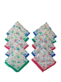 COTTON HANKIES MIX COLOR MIX PRINTED FOR GIRLS,LADIES,KIDS SET OF 12 PCS  - 27*27, 12