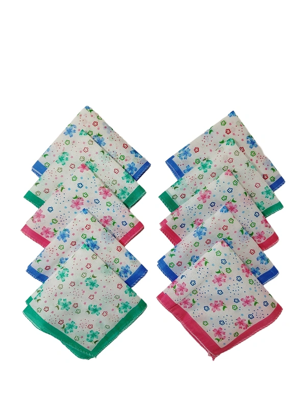 COTTON HANKIES MIX COLOR MIX PRINTED FOR GIRLS,LADIES,KIDS SET OF 12 PCS  - 27*27, 12