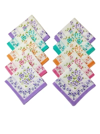 COTTON HANKIES MIX COLOR MIX PRINTED FOR GIRLS,LADIES,KIDS SET OF 12 PCS  SIZE-32 *32Cm - 32*32, 12