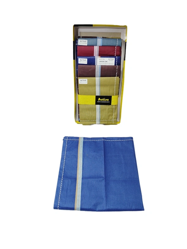 MENS PURE COTTON PREMIUM QUALITY MULTI COLOR HANKIES, SET OF 12 PICES IN BOX, SIZE-43*43 Cm - 43*43, 12