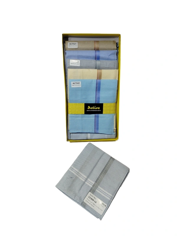 MENS PURE COTTON PREMIUM QUALITY MULTI COLOR HANKIES, SET OF 12 PICES IN BOX, SIZE-43*43 Cm - 43*43, 12