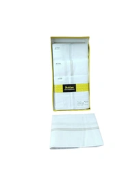 MENS PURE COTTON PREMIUM  QUALITY  WHITE COLOR  WITH STRIP DESIGN  HANKIES, SET OF 12 PICES IN BOX, SIZE-43*43 Cm - 43*43, 12