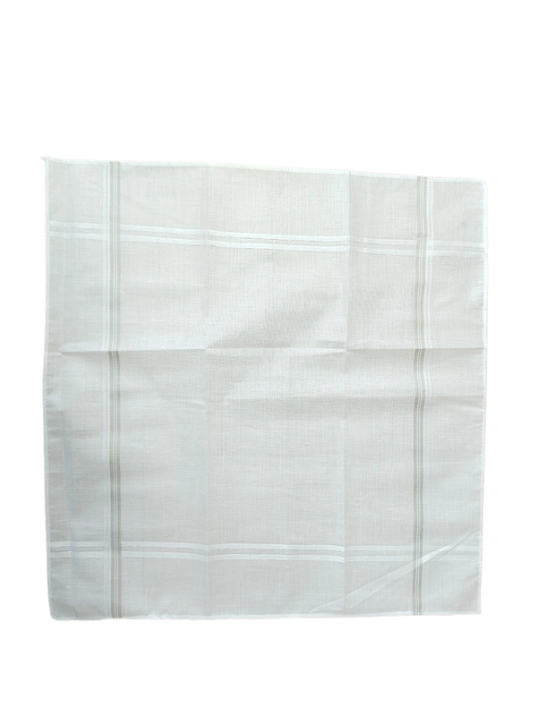 MENS PURE COTTON PREMIUM  QUALITY  WHITE COLOR  WITH STRIP DESIGN  HANKIES, SET OF 12 PICES IN BOX, SIZE-43*43 Cm - 43*43, 12