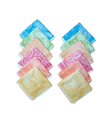 SOFT COTTON TOWEL IN MULTI COLOR CARTOON PRINTED, FOR GIRLS LADIES KIDS, SET OF 12 PICES, SIZE-30*30Cm - 30*30, 12