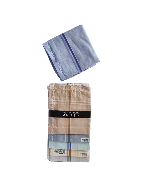 MENS PURE  COTTON MULTI COLOR MIX STRIP DESIGN HAND KERCHIEF SIZE-45*45 Cm - 45*45 CM, 12
