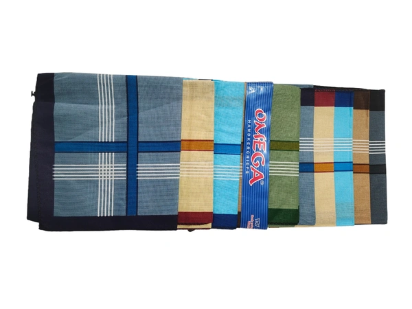 MENS PURE  COTTON  MULTI  COLOR MIX STRIP DESIGN HAND KERCHIEFS  SIZE-45*45 Cm - 45*45 CM, 12