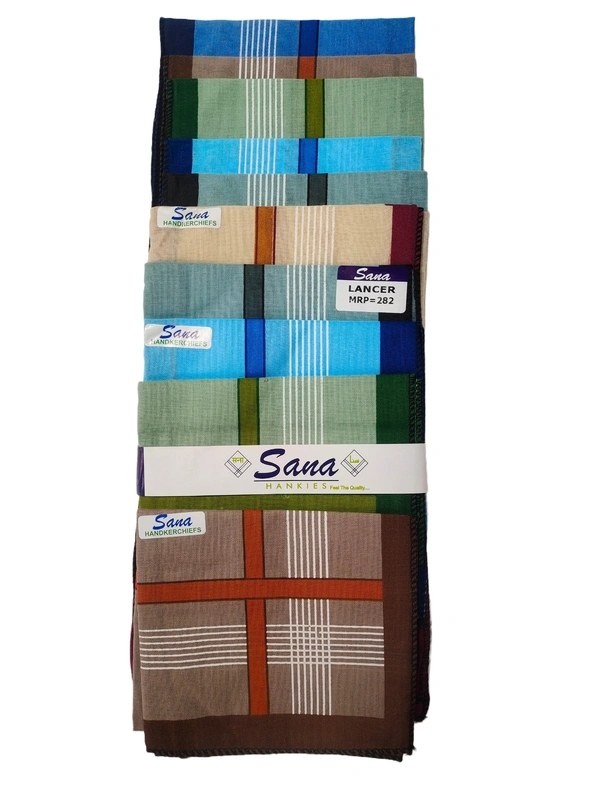 MENS PURE  COTTON  MULTI  COLOR MIX STRIP DESIGN HAND KERCHIEFS  SIZE-45*45 Cm - 45*45 CM, 12