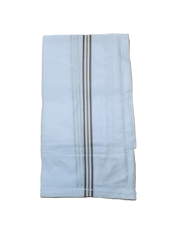 MENS PURE  COTTON  WHITE  COLOR MIX STRIP DESIGN HAND KERCHIEFS  SIZE-42*42 Cm - 42*42, 12